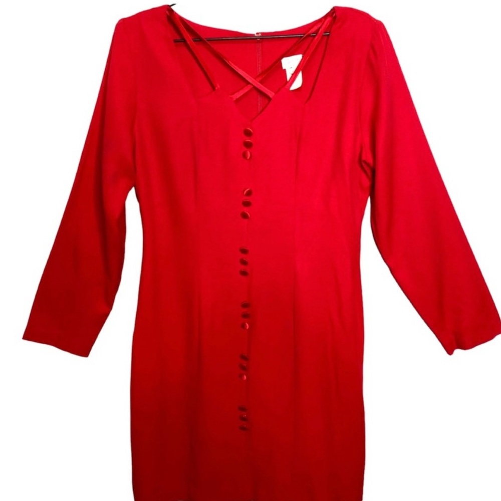 Vintage Fredericks of Hollywood Red Long Sleeve Mini Dress M